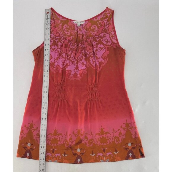 CAbi True Love Tank Top #672 Sleeveless Floral 100% Silk Pleated Sz M Preppy - Picture 13 of 13